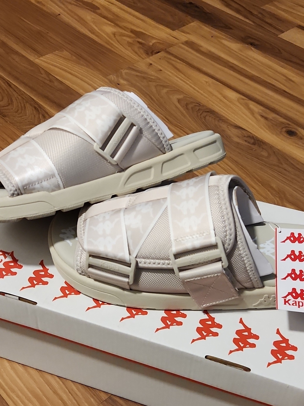 10 Men Kappa 222 Banda Mitel 1 Slide Sandals Adjustable Hook & Loop White US 10
